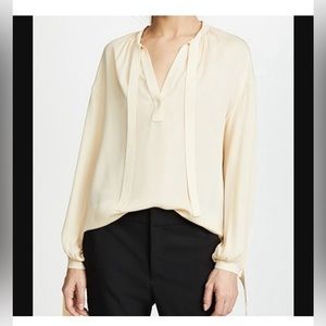 Vince Silk Tie Poet Blouse Size XL
